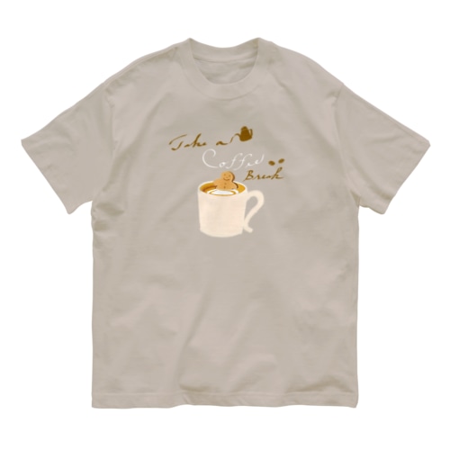 coffee time(コーヒー白字) Organic Cotton T-Shirt