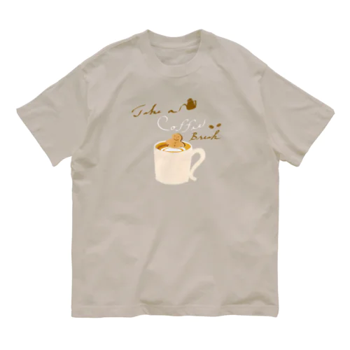coffee time(コーヒー白字) 유기농 코튼 티셔츠