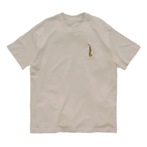 アルトサックスとうさぎ (ワンポイント) Organic Cotton T-Shirt