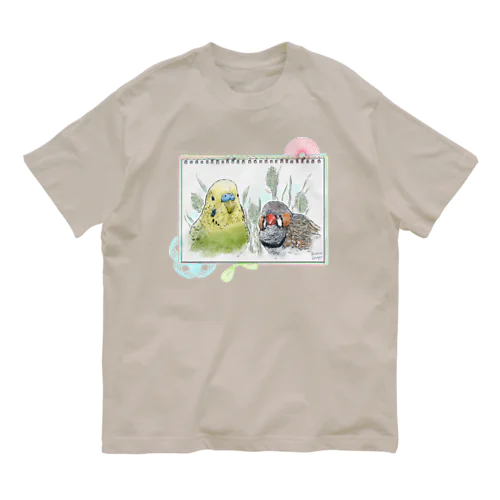 セキセイインコとキンカチョウ スケッチ Organic Cotton T-Shirt