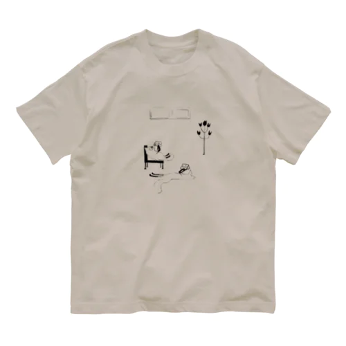 タヌキ君ときつね君の休日 オーガニックコットンTシャツ