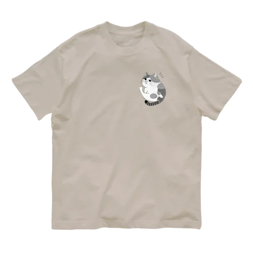 1匹のコミックタッチ三毛ちゃん【モノクロ】🖤🤍🖤 Organic Cotton T-Shirt