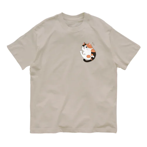 1匹のコミックタッチの三毛ちゃん【カラー】🧡🤍🤎 オーガニックコットンTシャツ