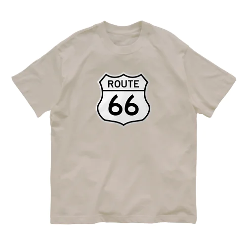 U.S. Route 66  ルート66　ブラック Organic Cotton T-Shirt