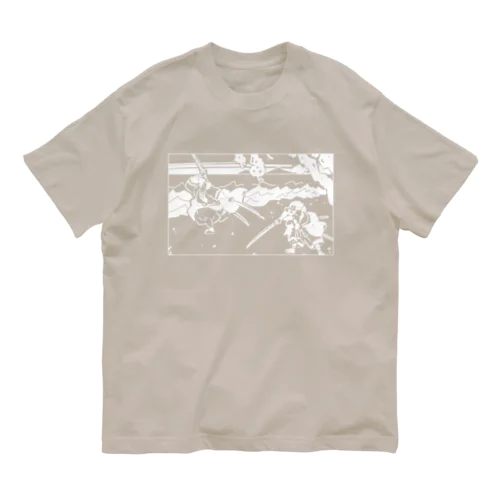 白版＿巌流島の闘い(the duel at Ganryu-jima Island) オーガニックコットンTシャツ