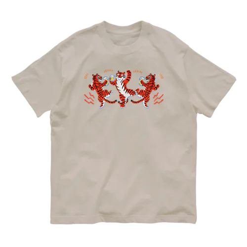 盛り上がるトラちゃん達 Organic Cotton T-Shirt