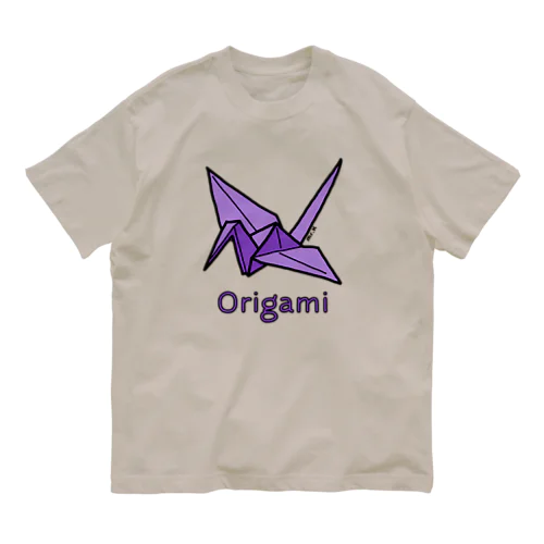 Origami (折り紙鶴) 色デザイン オーガニックコットンTシャツ