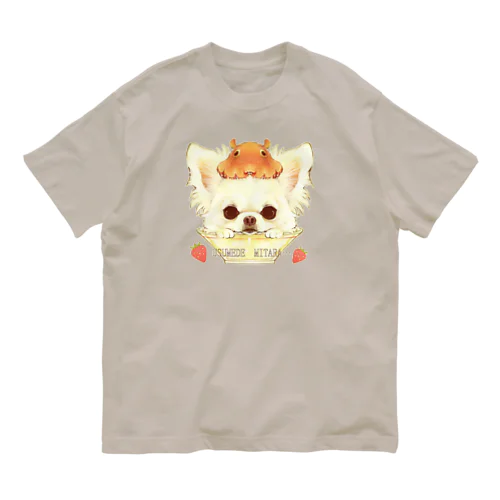 薄目で見たら…かき氷(いちご) オーガニックコットンTシャツ