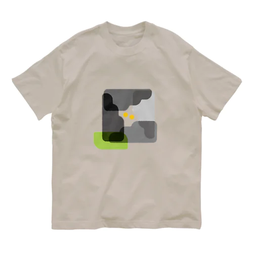 しかく花のおばけ（モノクロ） Organic Cotton T-Shirt