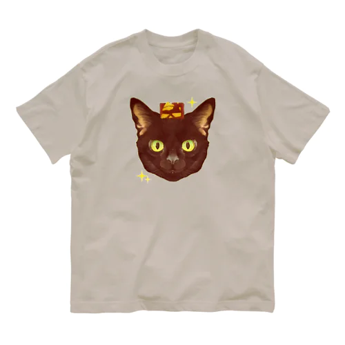 黒猫さんと栗入り羊羮 オーガニックコットンTシャツ