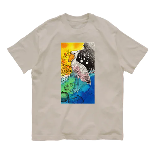 ハシビロコウと星と林檎 Organic Cotton T-Shirt