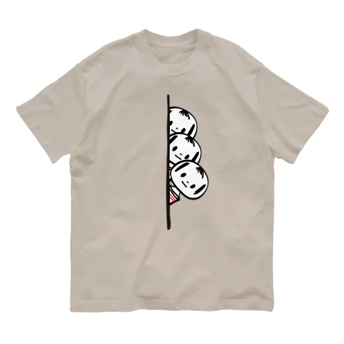 めんこいこけし（チラリ×３ オーガニックコットンTシャツ