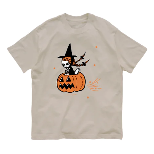 The Pumpkin Riding Witch Organic Cotton T-Shirt