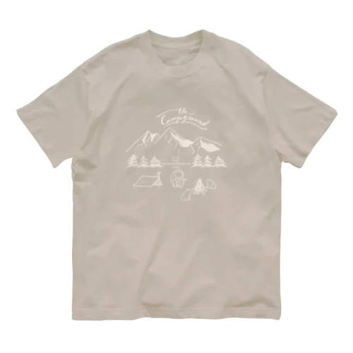クマ親子のキャンプ オーガニックコットンTシャツ