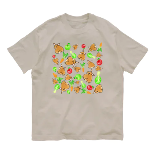 野菜と果物とうさぎさん オーガニックコットンTシャツ