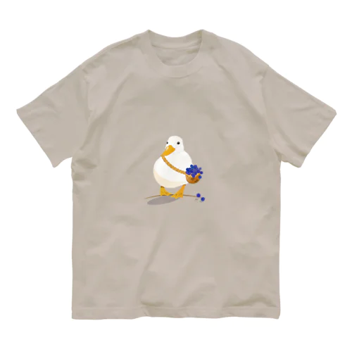 ブルーベリーを運ぶアヒル（ミルキーグレー） Organic Cotton T-Shirt