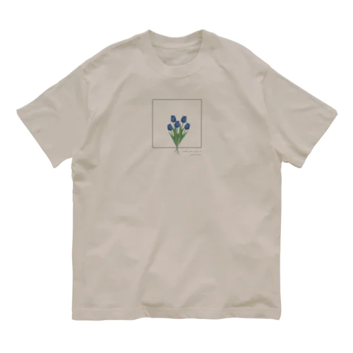 blue tulip bouquet , logo flame オーガニックコットンTシャツ