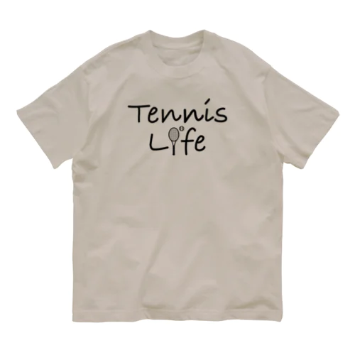 テニス・TENNIS・ライフ・筆記文字・アイテム・デザイン・ラケット・ガット・イラスト・スポーツ・Tシャツ・サーブ・男子・女子・かっこいい・かわいい・選手・画像・ボール・王子・応援 オーガニックコットンTシャツ