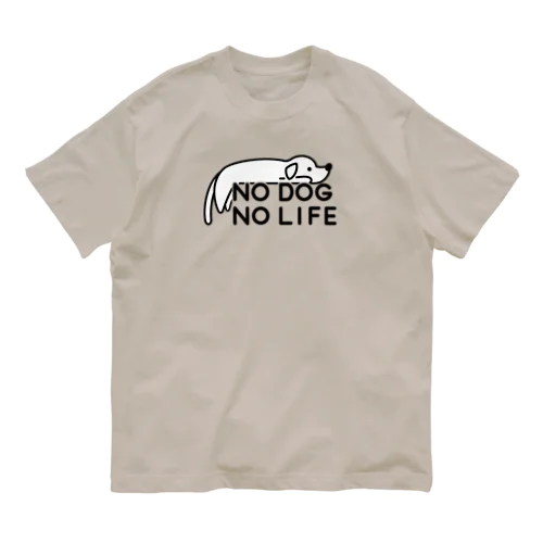 NO DOG NO LIFE(犬白塗り) オーガニックコットンTシャツ