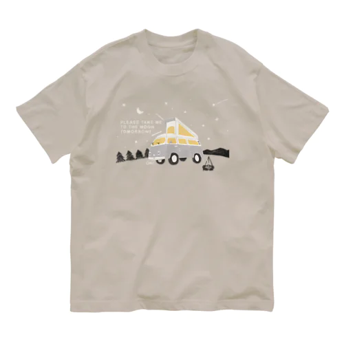 キャンピングカーとgo to the moon! オーガニックコットンTシャツ