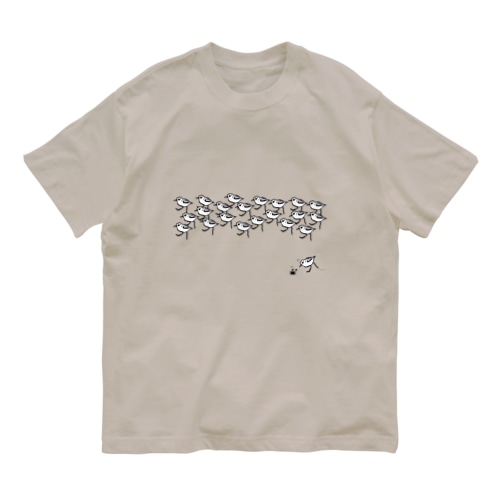 ミユビシギの群れ➕カニとバトル Organic Cotton T-Shirt