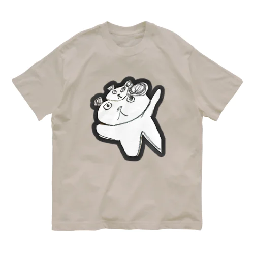 パンダのお面をつけたパンダ オーガニックコットンTシャツ