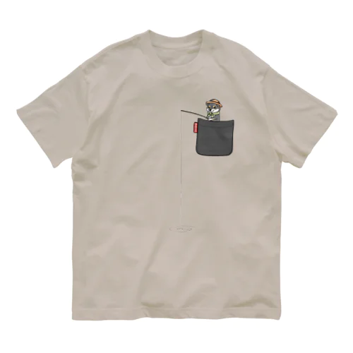釣り柴ポケット（黒柴） Organic Cotton T-Shirt
