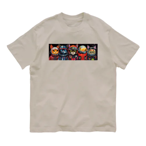 勇気ある5人のネコ探検家たち Organic Cotton T-Shirt