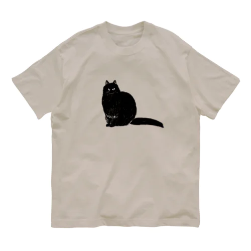 長毛黒猫おこげちゃん Organic Cotton T-Shirt