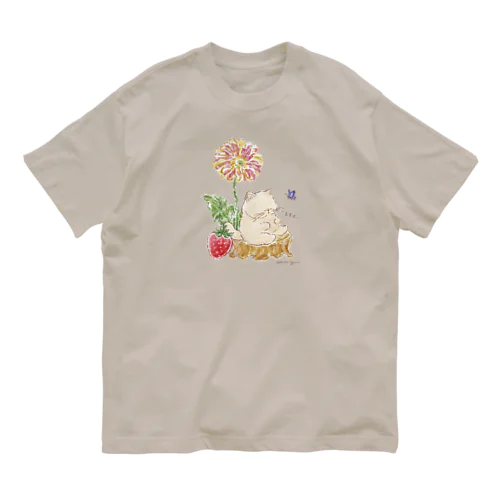 ②お腹いっぱいになり眠ってしまったプーミーちゃん オーガニックコットンTシャツ