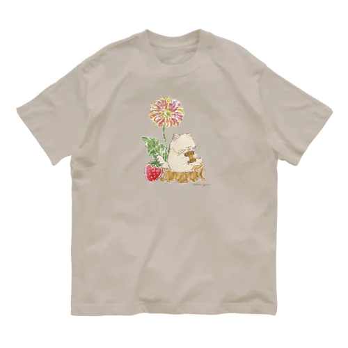 ①いちごを独り占めしてランチ中のプーミーちゃん Organic Cotton T-Shirt