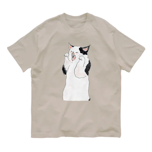 妖怪あくびうつしにゃんこ オーガニックコットンTシャツ