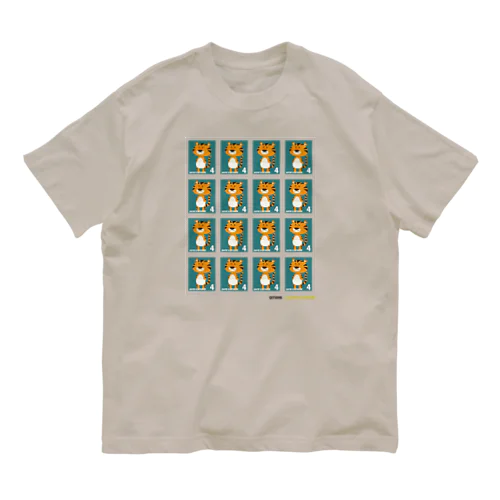 キャトル切手_オムツトラ4×4 オーガニックコットンTシャツ