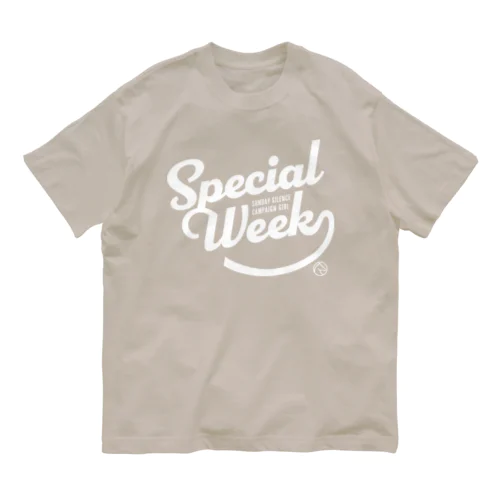 スペシャルウィーク（タイポグラフィWHITE） Organic Cotton T-Shirt