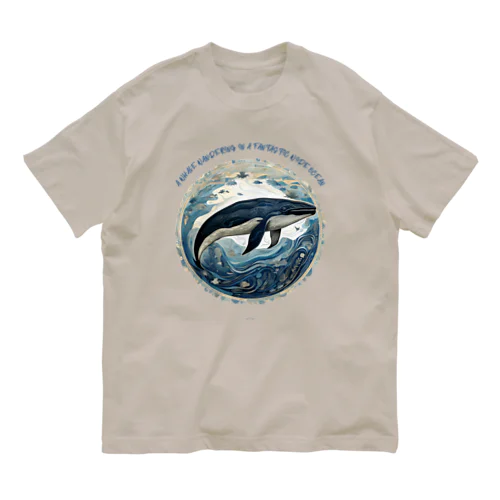 海に漂うクジラ オーガニックコットンTシャツ