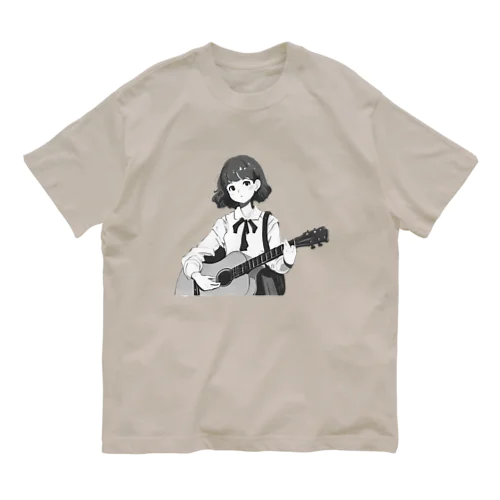 ギターを弾く女の子 オーガニックコットンTシャツ