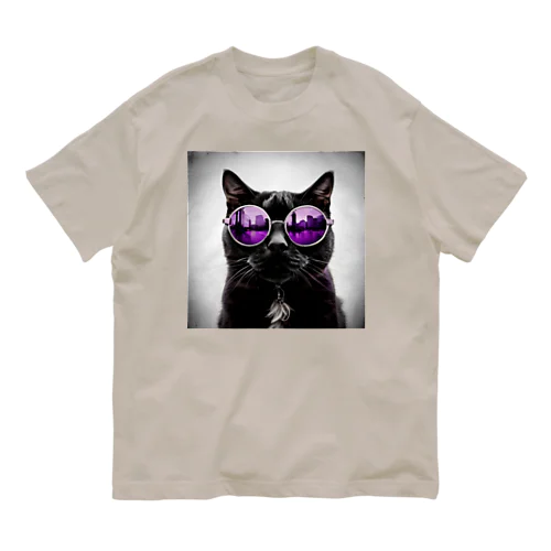 黒猫紫サングラス Organic Cotton T-Shirt