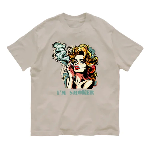 煙草を吸う美女 オーガニックコットンTシャツ