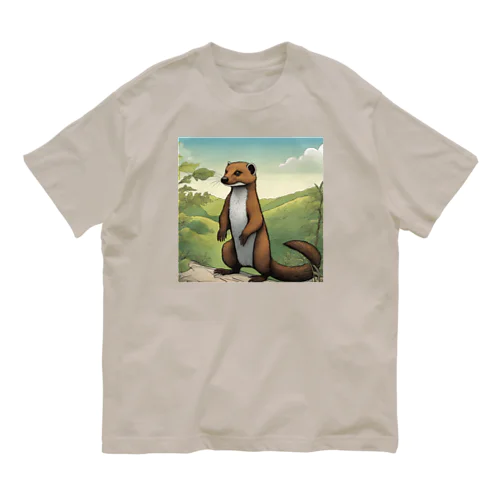 動物シリーズ18：イタチ オーガニックコットンTシャツ