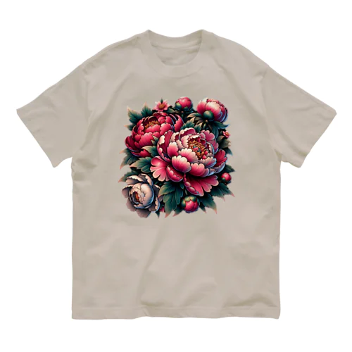 牡丹 - Inked Peony Tee オーガニックコットンTシャツ