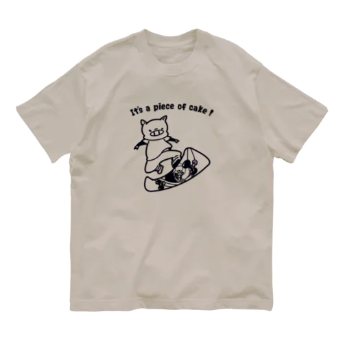 スケートボードをするブタ Organic Cotton T-Shirt