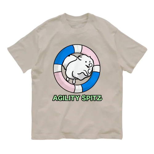 AGILITY SPITZ「ぴょ〜んと飛ぶよ」 オーガニックコットンTシャツ