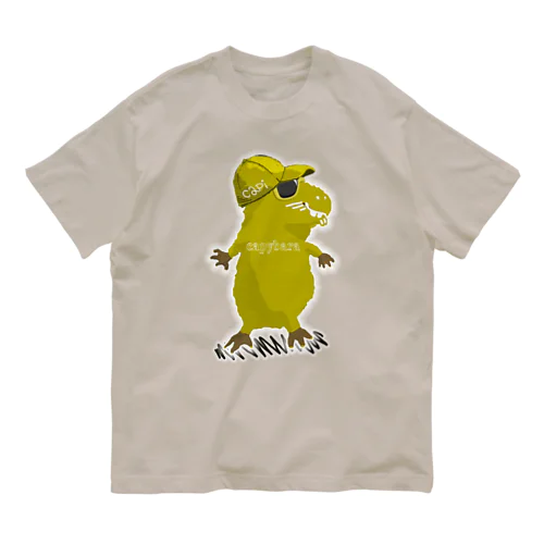 カピバラ‐🧢🕶ｂ1 モスグリーン Organic Cotton T-Shirt