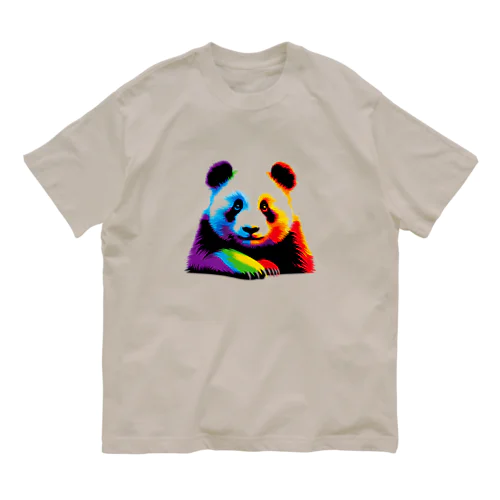 虹色熊猫 オーガニックコットンTシャツ