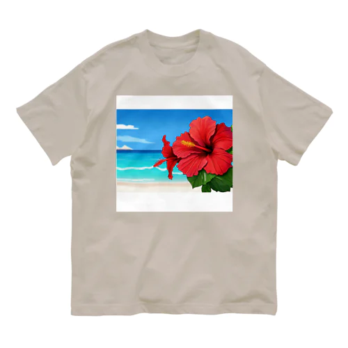 ハイビスカス　リゾート　🌺　🏝️ オーガニックコットンTシャツ