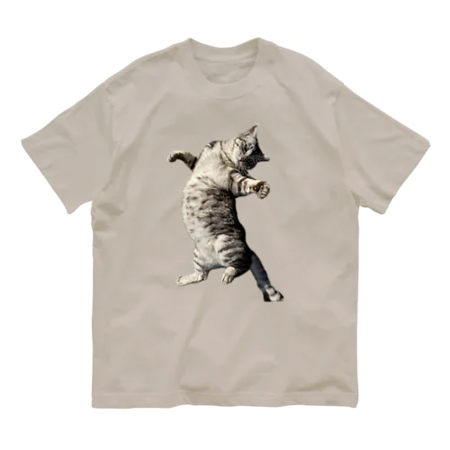 お腹が重くて寝返りが大変な猫 オーガニックコットンTシャツ