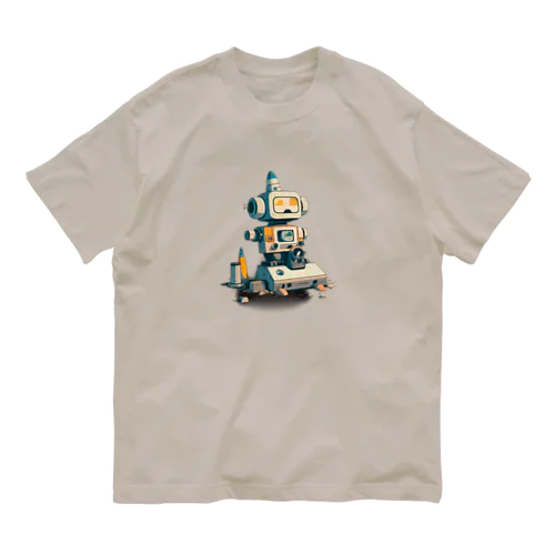 いろいろと四角いレトロなガラクタロボットくん オーガニックコットンTシャツ