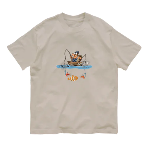 釣り親子：釣れないかな～ オーガニックコットンTシャツ