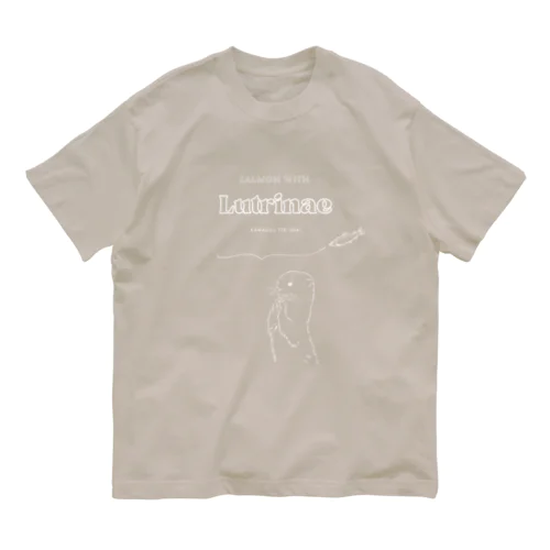 カワウソ / SALMON WITH【白文字】 Organic Cotton T-Shirt