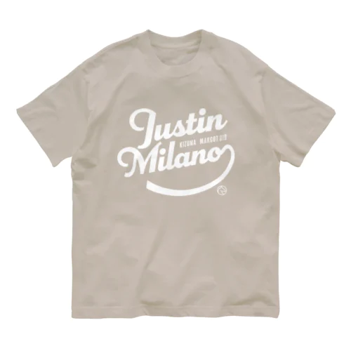 ジャスティンミラノ（タイポグラフィWHITE） オーガニックコットンTシャツ